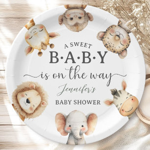 Safari-Tiere Baby Shower Geschlechtsneutraler Dsch Pappteller
