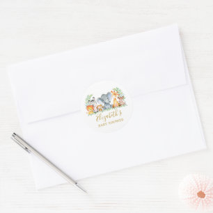 Safari-Tiere Baby Shower Goldene Umschlag-Siegel Runder Aufkleber