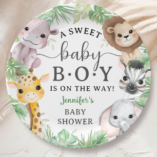 Safari-Tiere Baby Shower Junge Süße Jungle Pappteller