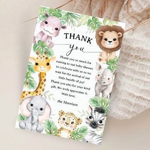 Safari-Tiere Baby Shower Junge Tropisch Danke