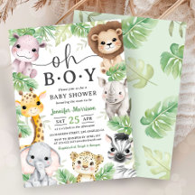 Safari-Tiere Baby Shower Oh Boy Tropischer Dschung