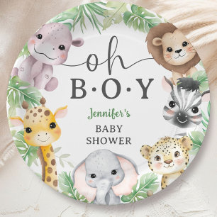 Safari-Tiere Baby Shower Oh Junge Süße Dschungel Pappteller