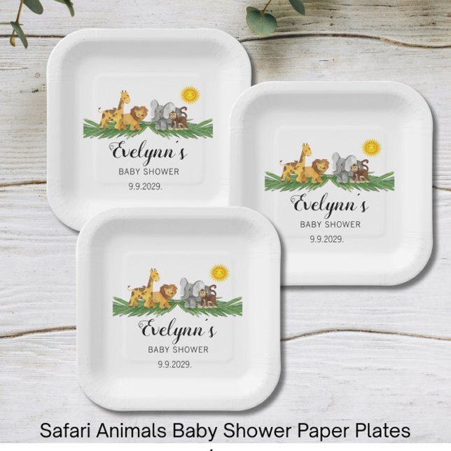 Safari-Tiere Baby Shower  Pappteller (Von Creator hochgeladen)