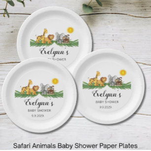 Safari-Tiere Baby Shower Pappteller