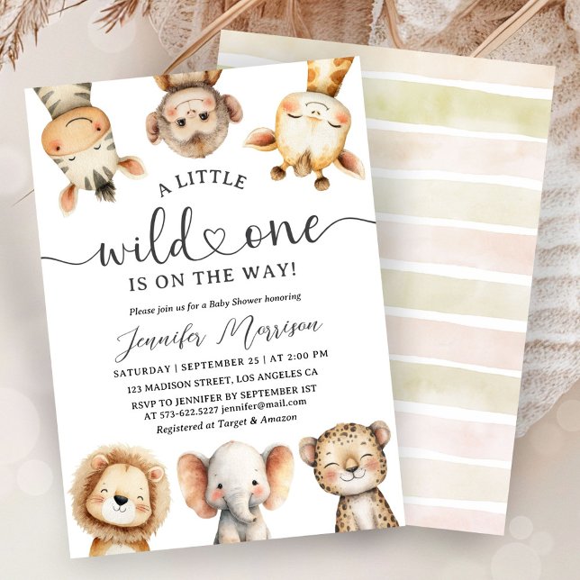 Safari-Tiere Baby Shower Wild One Geschlechtsneutr Einladung (Von Creator hochgeladen)