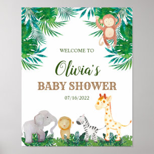 Safari-Tiere Baby Shower Willkommensschild Poster