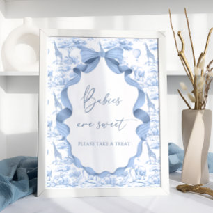 Safari-Tiere Blau Toile de Jouy Babys sind süß Poster