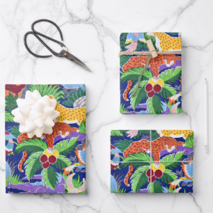 Safari-Tiere, buntes Muster, Geschenkpapier Set