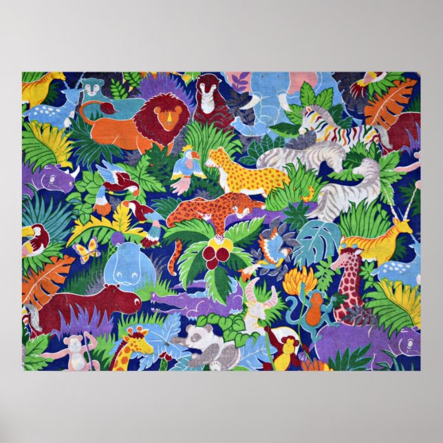 Safari-Tiere buntes Musterplakat Poster (Vorne)