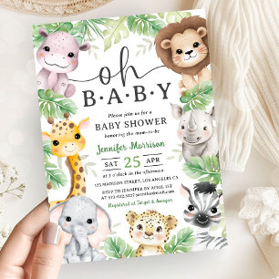 Safari-Tiere Dschungel-Baby-Party Oh Baby Einladung