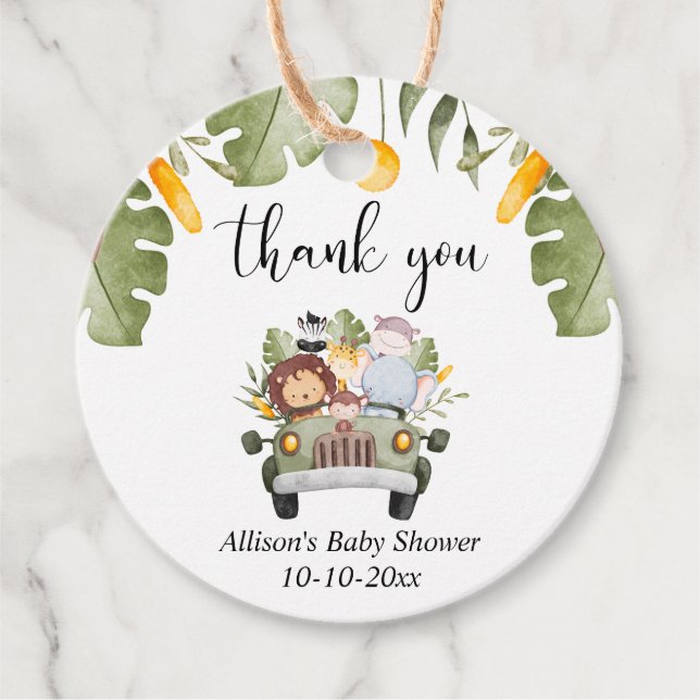 Safari-Tiere Dschungel Thema wild Geschenkanhänger (Vorderseite)