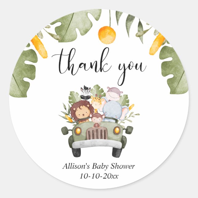 Safari-Tiere Dschungel Thema wild Runder Aufkleber (Vorderseite)