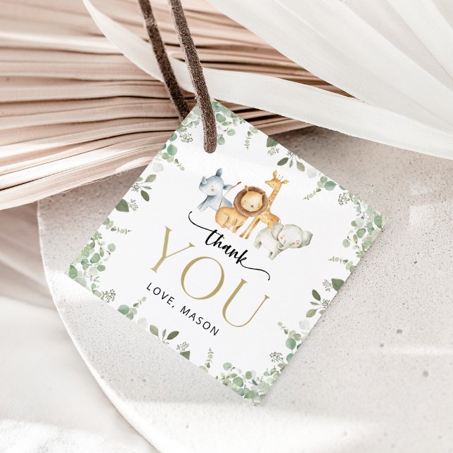 Safari Tiere, Dschungel, Wild One, erster Geburtst Geschenkanhänger (Von Creator hochgeladen)