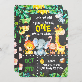 Safari Tiere Einladung Jungle Geburtstag ZOO