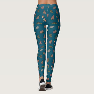 Safari-Tiere (Elefant, Giraffe, Krokodil & Nashorn Leggings