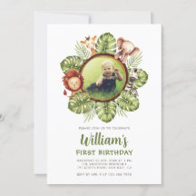 Safari Tiere Foto Jungle Greenery 1. Geburtstag