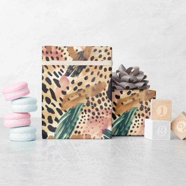 Safari Tiere für Druckmuster Muster Savannah Boho Geschenkpapier (Babyparty)