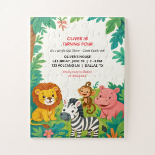 Safari Tiere Geburtstag Einladung Jungle Geschenk Puzzle