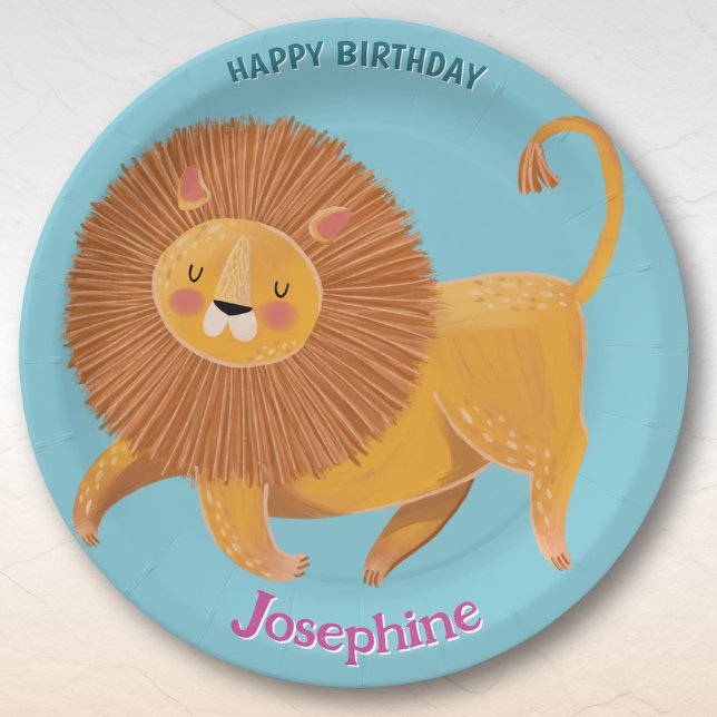 Safari-Tiere Geburtstag Löwe Mädchen Pappteller (Von Creator hochgeladen)