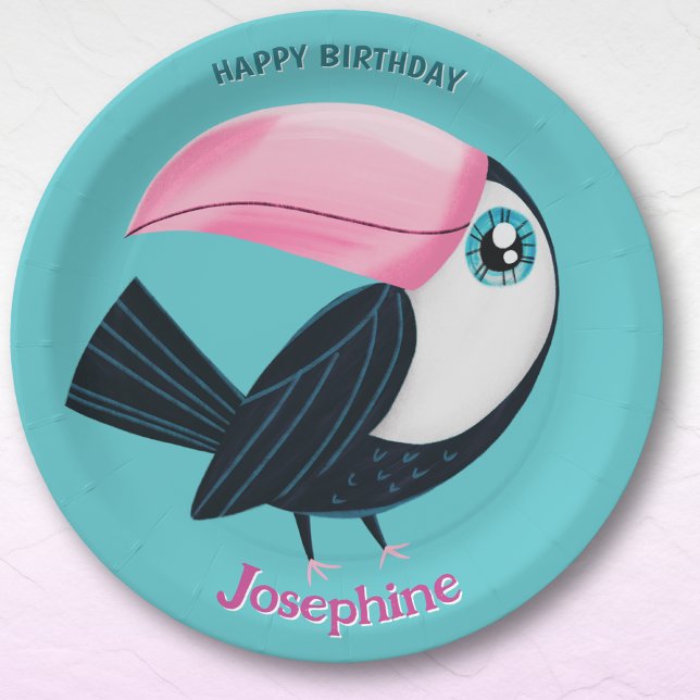 Safari-Tiere Geburtstag Tukan Mädchen Pappteller (Von Creator hochgeladen)