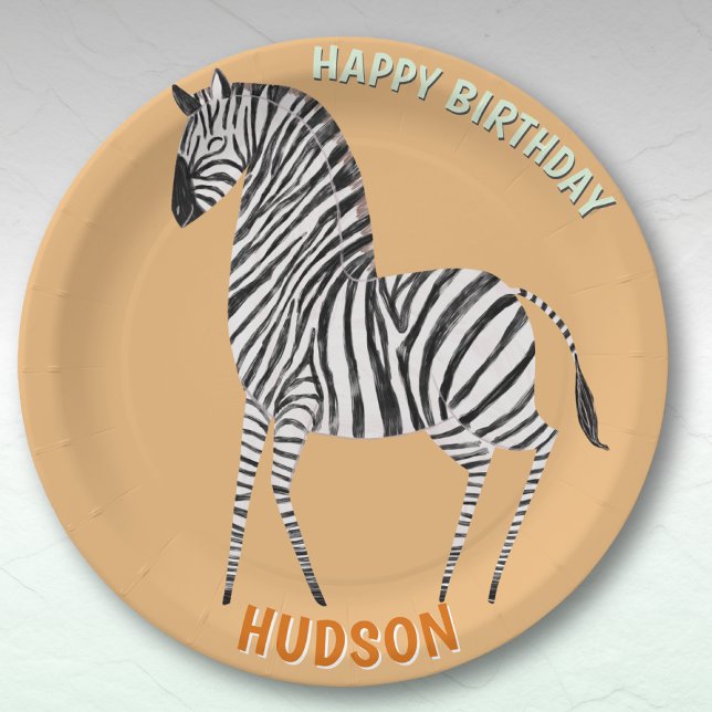 Safari-Tiere Geburtstag Zebra Kind individuell Pappteller (Von Creator hochgeladen)