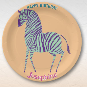 Safari-Tiere Geburtstag Zebra Mädchen Pappteller