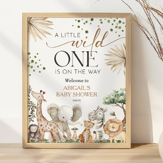 Safari-Tiere Geschlechtsneutrale Babyparty-Willkom Poster