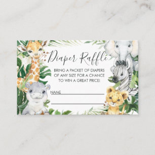 Safari Tiere Grüne Baby Dusche Windelwanne Raffle Visitenkarte