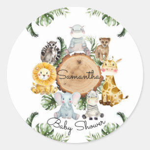 Safari-Tiere im Dschungelsticker Runder Aufkleber