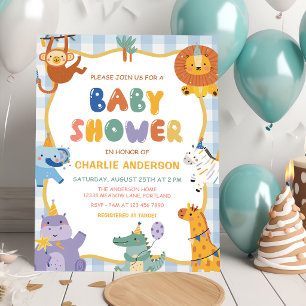 Safari-Tiere Junge Baby Shower  Einladung
