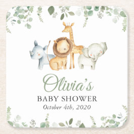 Safari-Tiere, Jungle, Wildtiere, Babydusche Rechteckiger Pappuntersetzer