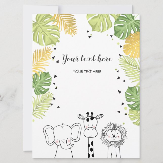 Safari Tiere Jungle Zoo Einlegen Karte Wild One (Vorderseite)