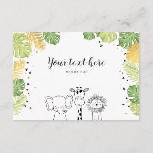 Safari Tiere Jungle Zoo Einlegen Karte Wild One