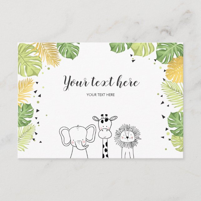 Safari Tiere Jungle Zoo Einlegen Karte Wild One (Vorderseite)