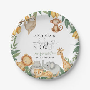 Safari-Tiere Kalligrafie Baby Shower Pappteller