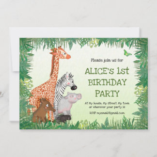 Safari-Tiere Kinder-Geburtstagsparty einladen Einladung