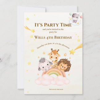 Safari-Tiere Kinderparty-Einladung Einladung