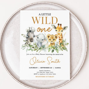 Safari-Tiere Little Wild One Baby Shower Einladung