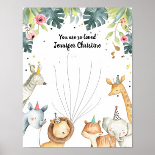 Safari-Tiere Mädchen Fingerabdruck Gästebuch Gebur