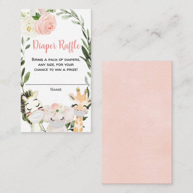 Safari-Tiere mit Masken, Windelkarten Begleitkarte (Vorne/Hinten)