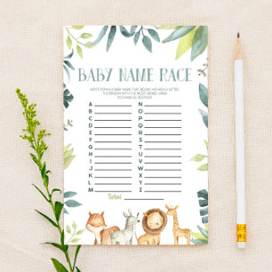 Safari Tiere Name Race Baby Showspielaktivitäten Briefpapier
