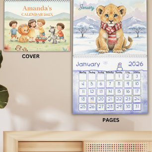 Safari-Tiere Personalisierter Kinderkalender 2026 Kalender