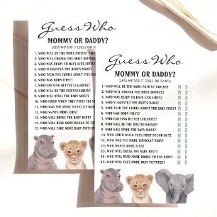 Safari-Tiere "Raten Sie, wer.." Baby Shower Game