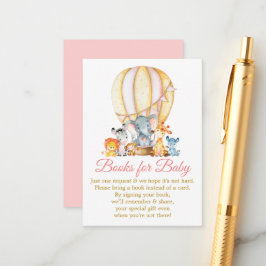 Safari Tiere Rosa Ballonbücher für Babydusche Begleitkarte