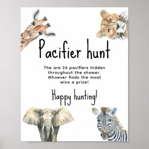 Safari-Tiere - Schnuller-Jagd Kinderdusche Poster