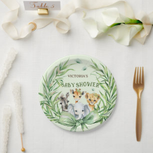 Safari-Tiere Süße Schleife Baby Shower Pappteller