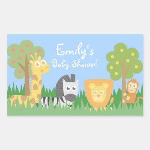 Safari-Tiere Thema Baby Shower Dekorationen Rechteckiger Aufkleber