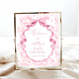 Safari-Tiere Toile de Jouy Baby Shower Begrüßung Poster