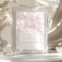 Safari-Tiere Toile de Jouy Pink Verlosung Poster