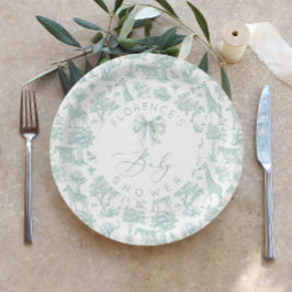 Safari-Tiere Toile Green Baby Dusche Pappteller